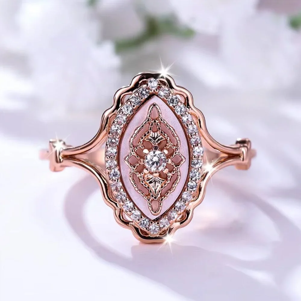 14k Rose Gold Diamond Ring Band